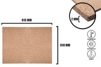 Dalles en liège adhésif  2 mm - à grain fin - 4